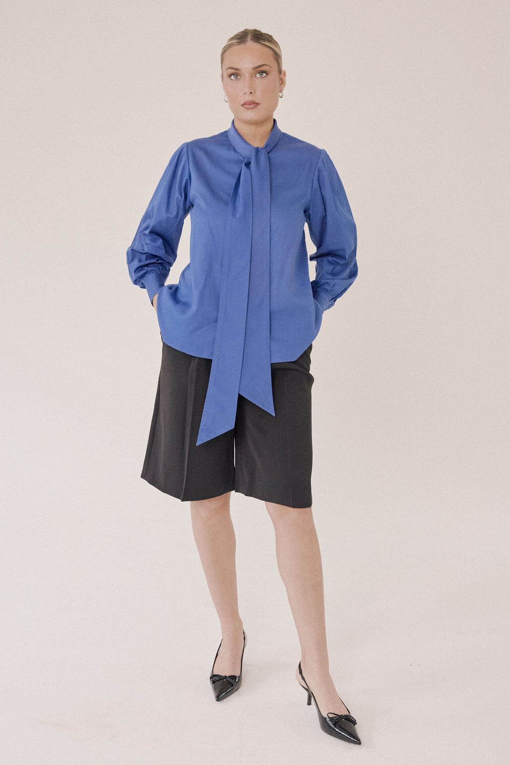 The Essay Bow Shirt – Ultramarine Blue