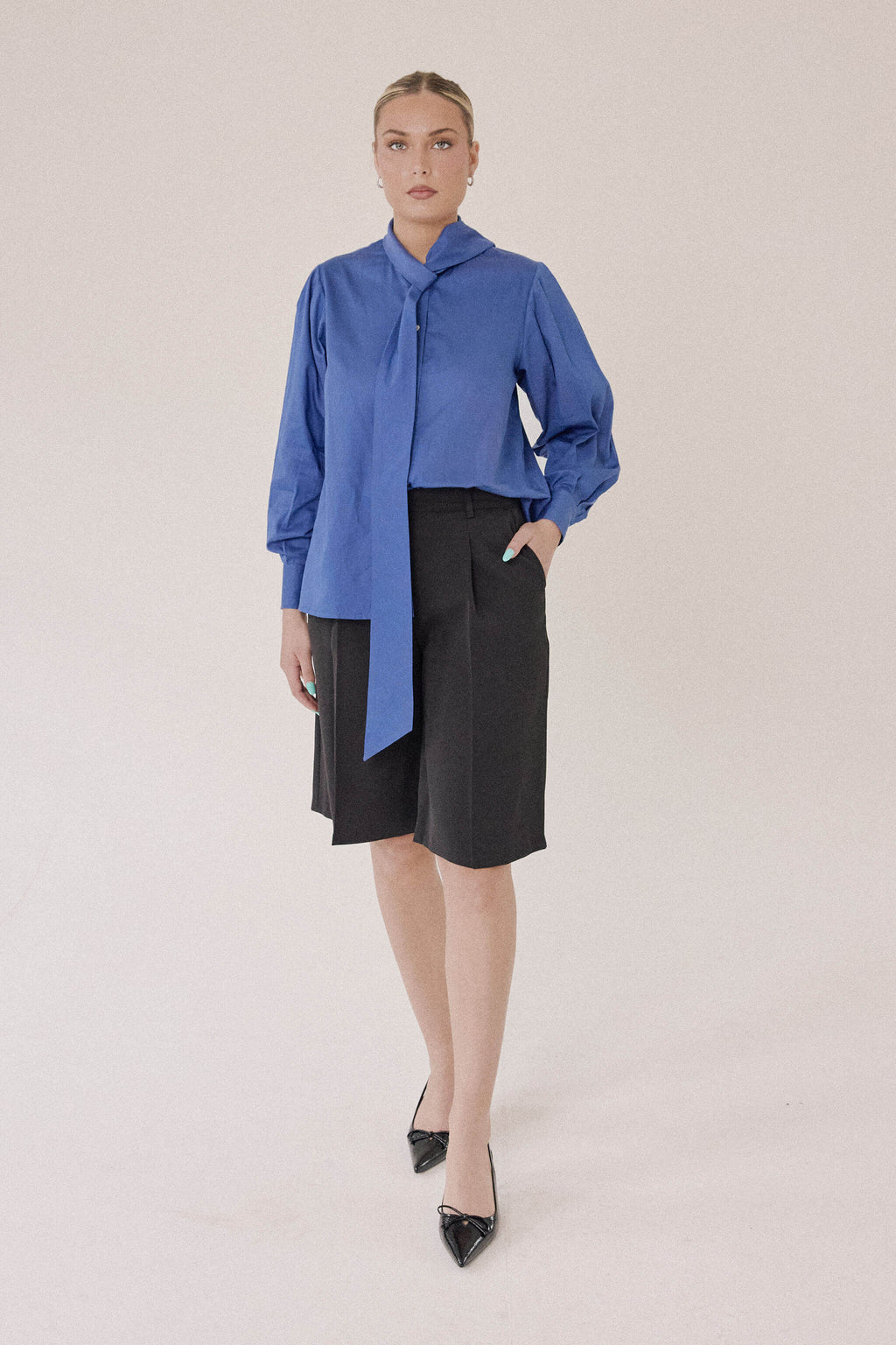 The Essay Bow Shirt – Ultramarine Blue